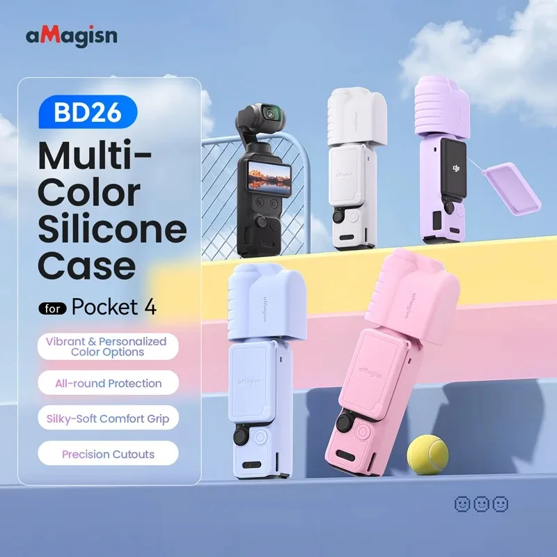 For DJI OSMO POCKET 4 Camera Multi-Color Silicone Case Lens Screen Cover Anti-lost Rope Pocket4 All-round Protective Accessories