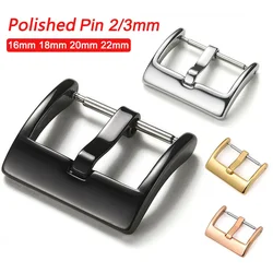 2mm 3mm Pin Watch Buckle 16mm 18mm 20mm Polished Solid Stainless Steel Button Watchbands Strap Clasp Accessories High Quality