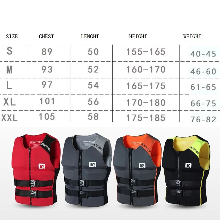 Neoprene Suring Life Vest Adult 50N Approved Life Jacket Men Boating Sailing Safety Jackets Lifeguard for 160lbs