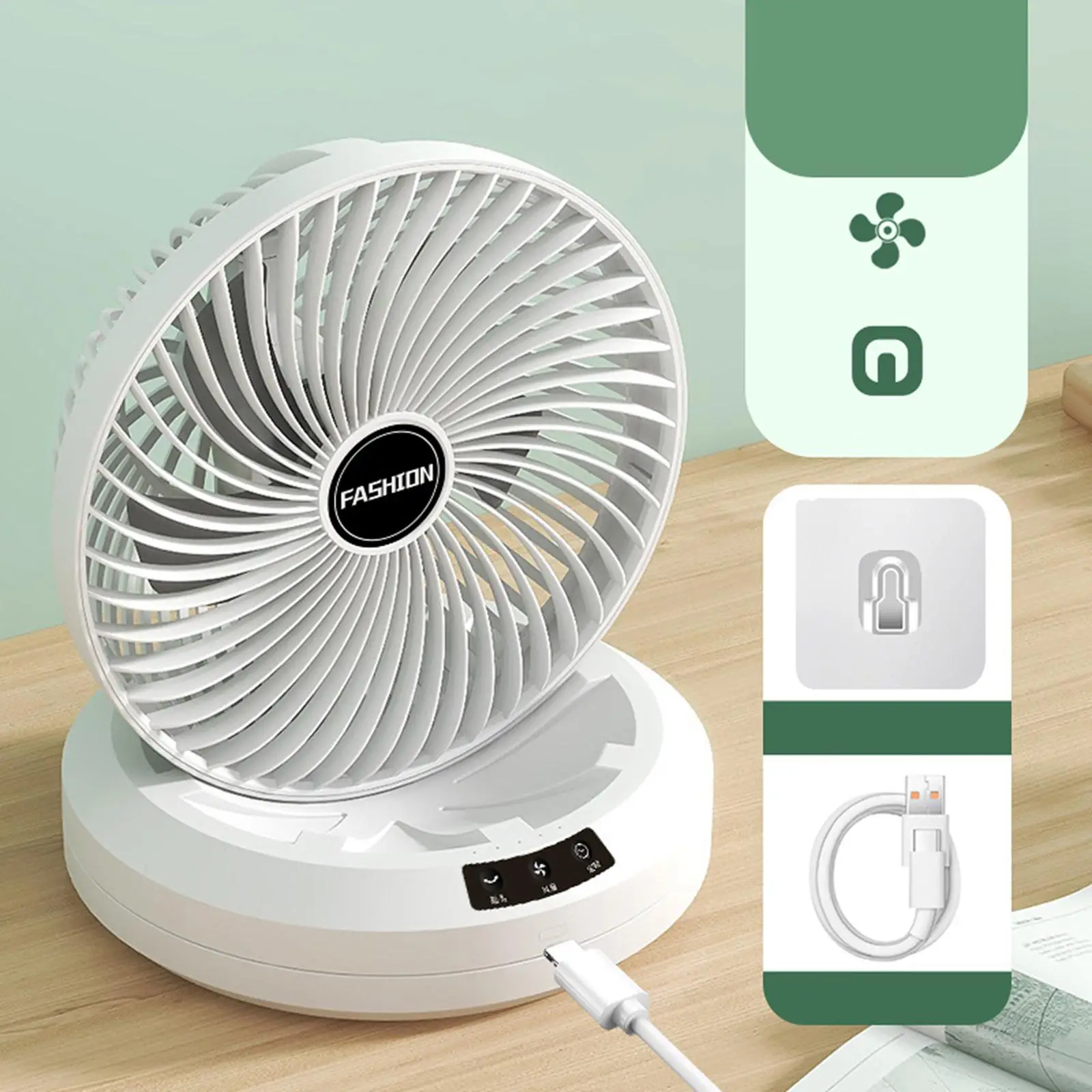 Desk Fan Silent Portable with Timer 4 Speeds Settings Table Fan Camping Fan for Bedroom Indoor Outdoor Desktop Dormitory Kitchen