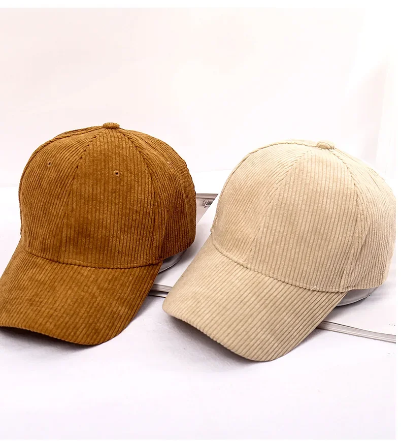 Frühling Herbst Cord Baseball Cap für Frauen Männer Unisex Vintage Solide Snapback Hip Hop Hüte Winter Einstellbare Outdoor Sport Hut – Detail 4