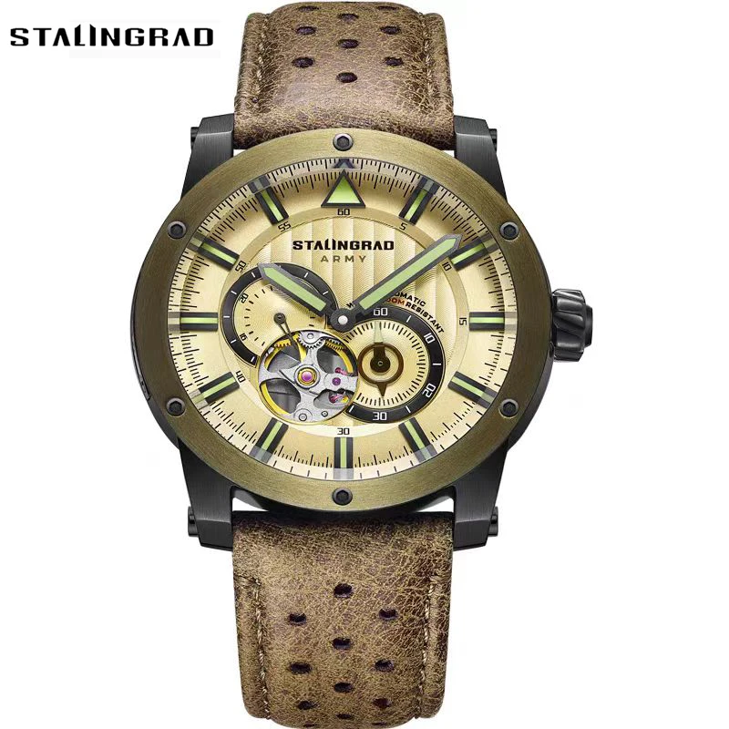 

Stalingrad Tourbillon Watch For Men 43mm Sapphire Crystal Sport Steeldive Movement Mechanical Watches