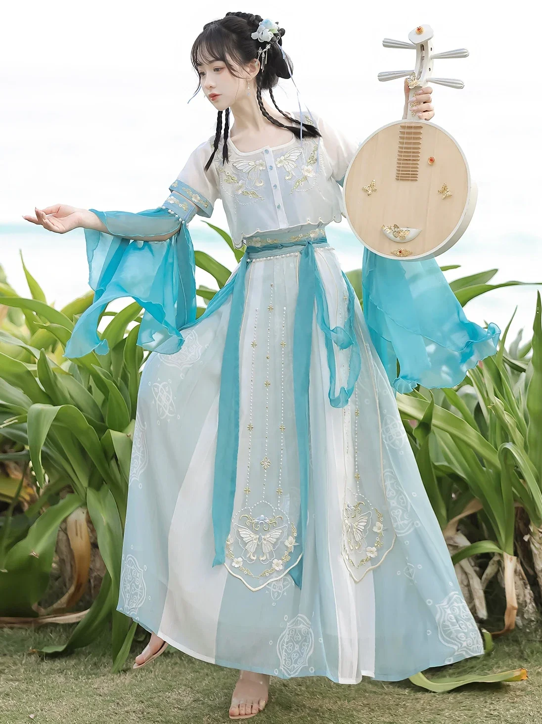 Exotic Style Dunhuang Kweichow Moutai Embroidery Improved Hanfu Suit Han Elements Dance Western Performance Wear Shooting Photo