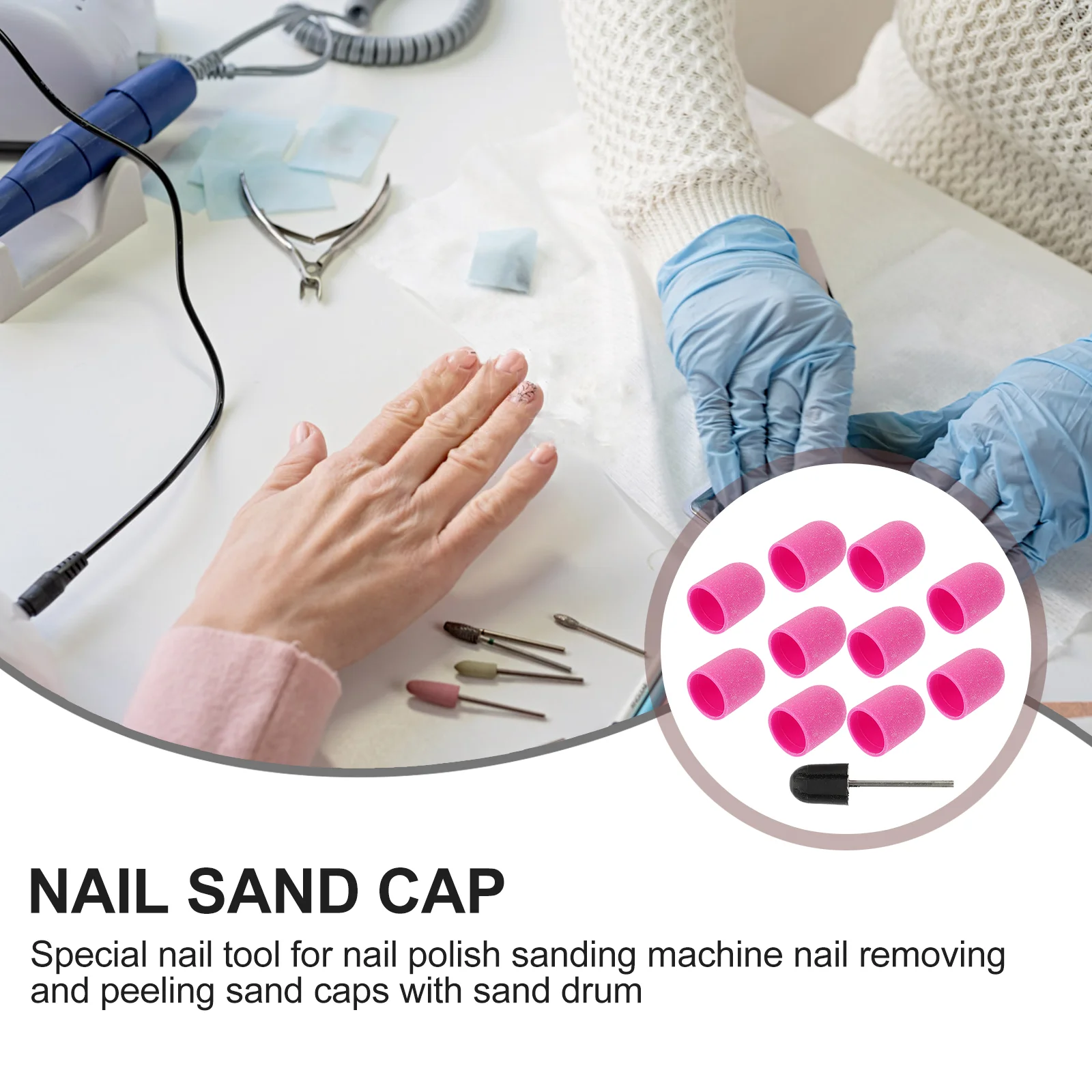 10 Pcs Nail Drill Sand Cap Baby Gel Polish Replacement Sanding Caps Plastic Bits Manicure Tool