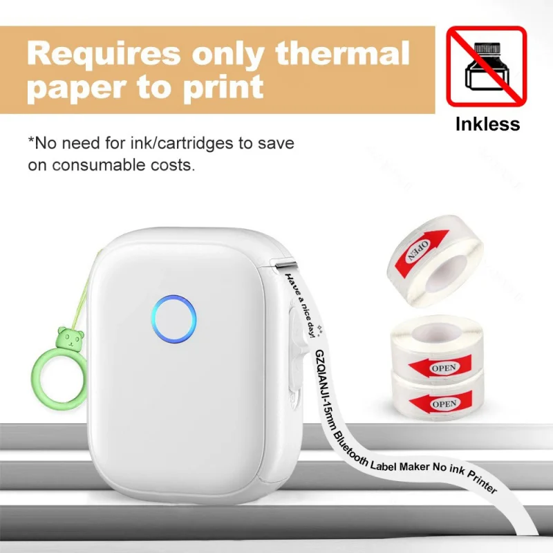 

НОВЫЙ 2026 P12 МИНИ Bluetooth термопринтер этикеток с 1 рулоном 0,59 "x 1,18" белая клейкая наклейка Поддержка этикетки DIY Label