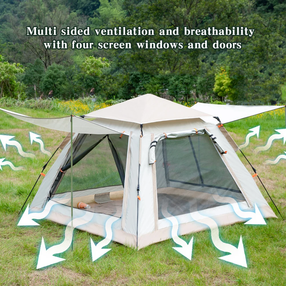 Automatic Quick Open Tent 3-4/4-6 Person Travel Family Sun Shelter Hexagonal Sun-Protection Fishing Tent Outdoor Camping Tent