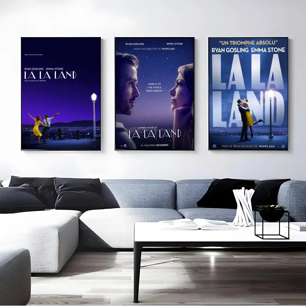 Movie La La Land Poster Self-adhesive Art Waterproof Paper Sticker Coffee House Bar Room Wall Decor