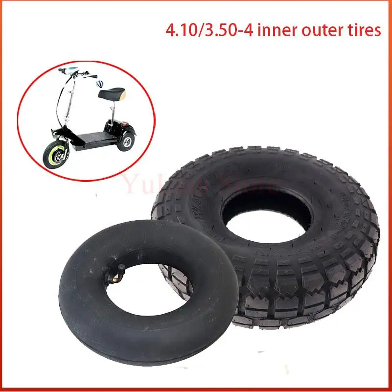 

10 Inch High-Quality 4.10 3.50-4 Tyre 4.10-4 Outer Tires Inner Tube Fit Electric Tricycle Trolley Electric Scooter Warehouse Car