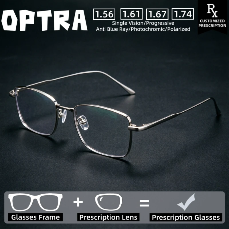 

OPTRA Business Comfortable Ultralight Anti Blue Ray Glasses Photochromic Myopia Eyeglasses Custom Prescription Optical Eyewear