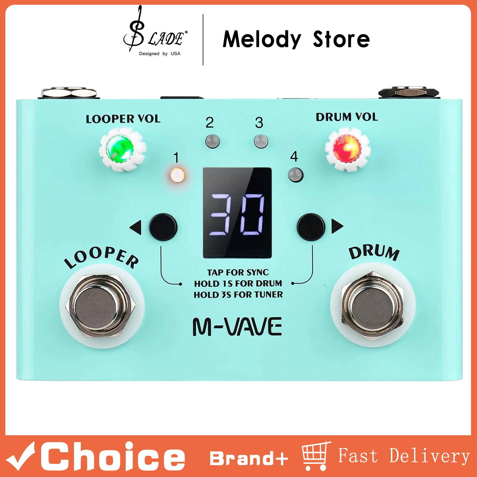 

M-VAVE Guitar Effect Pedal Drum Looper Effector Built-in 30 Drums 11 Mins Looper High Precision Recoding Time Tuner Guitar Parts