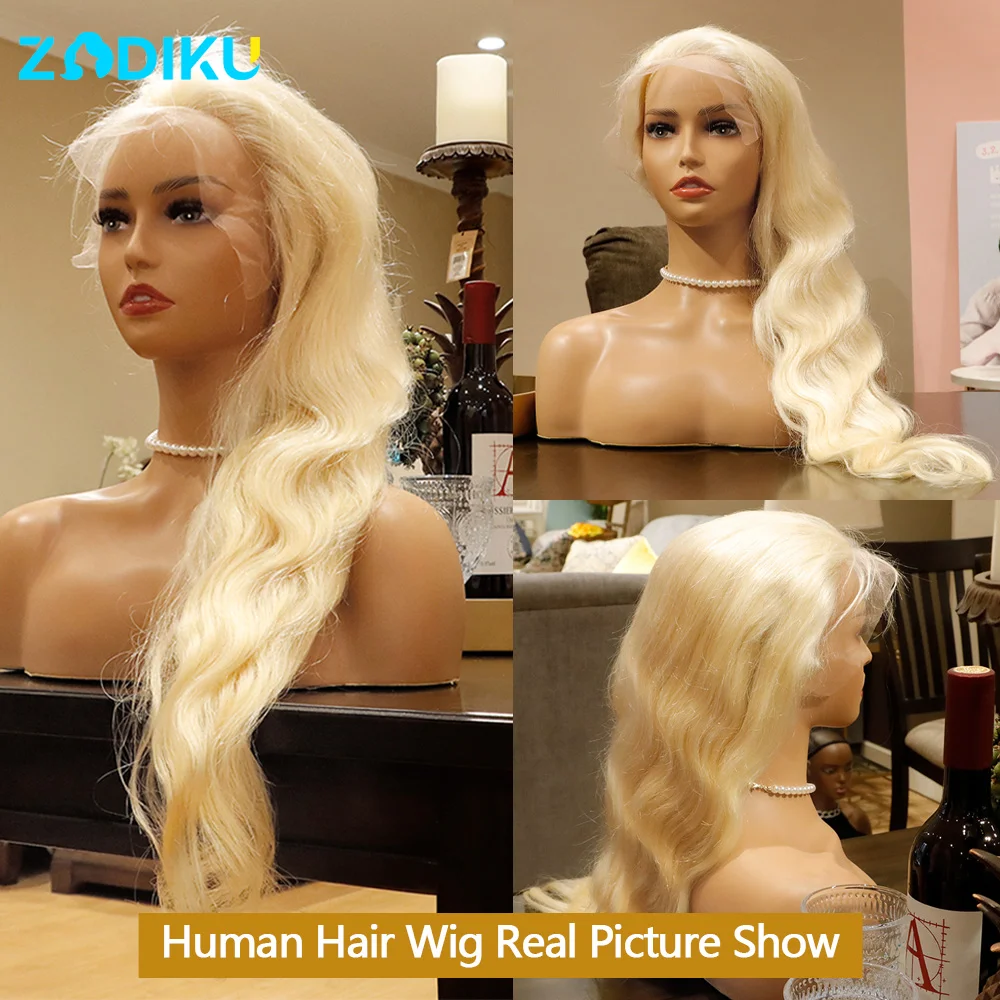 613 باروكة من شعر طبيعي شقراء الجسم موجة خصلات الشعر المستعار الإنسان 13x4 الدانتيل الشفاف الجبهة باروكة من شعر طبيعي 100% جودة الشعر البشري شعر مستعار مجعد