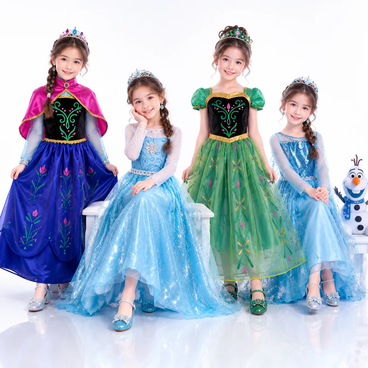 Frozen Elsa Anna Snow Queen Tulle Princess Dress for Girls Birthday Halloween Christmas Carnival Cosplay Outfit Kids 2-8Y