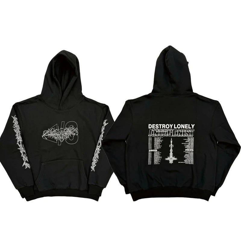 

Толстовка Destroy Lonely gonist20 Tour Limited Edition из смеси хлопка и полиэстера, повседневная, удобная, теплая, с капюшоном