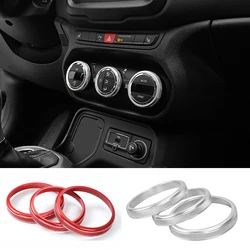 New 3Pcs/Set Car Interior Accessories Air Conditioning Adjustment Knob Trim Ring For Jeep Renegade 2015 2016 2017