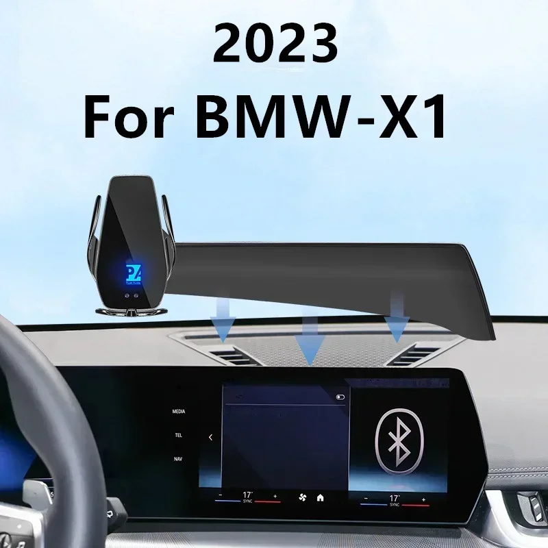 

2023 For BMW X1 Car Screen Phone Holder Wireless Charger Mount 10.7 Inch Size