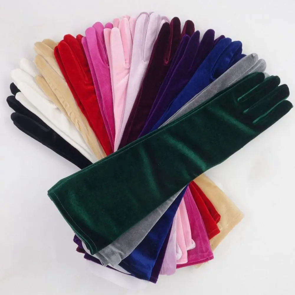 

Длинные бархатные перчатки, длиной 45 см, королевский синий бархат, золотой бархат, ретро, для представлений, вечернее платье, аксессуары, перчатки