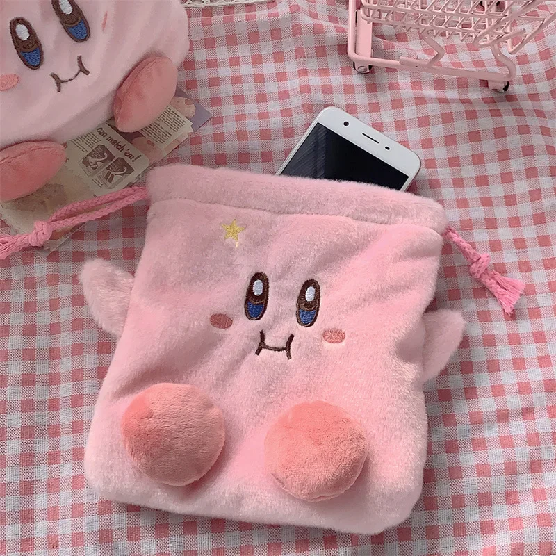 Kirbys Plush Storage Bag Anime Kawaii Cute Drawstring Pouch High-capacity Cosmetics Organization Handbag Pencil Case Coin Purse