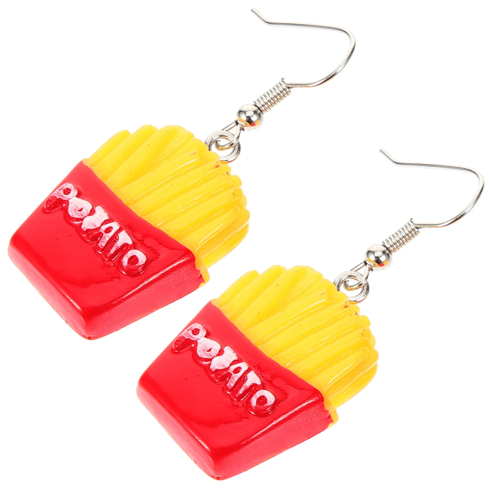 

French Fries Resin Earrings Studs Interesting Jewelry Cute Ornaments Cartoon Plastic Creative Accessories Sterling Silver