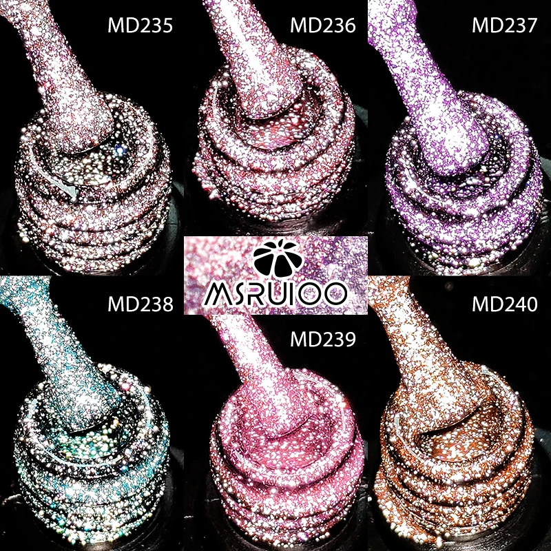 MSRUIOO 8ml Reflective Glitter Nail Gel Polish Sparkling Nail Supplies Long Lasting UV/LED Venris Gel for Spring Summer Nails