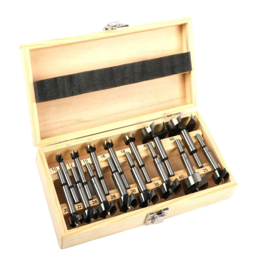 

15PCS/Set 10-50mm Forstner Carbon Steel Boring Drill Bit Woodworking Self Centering Hole Saw Kit Wood Cutter Tools