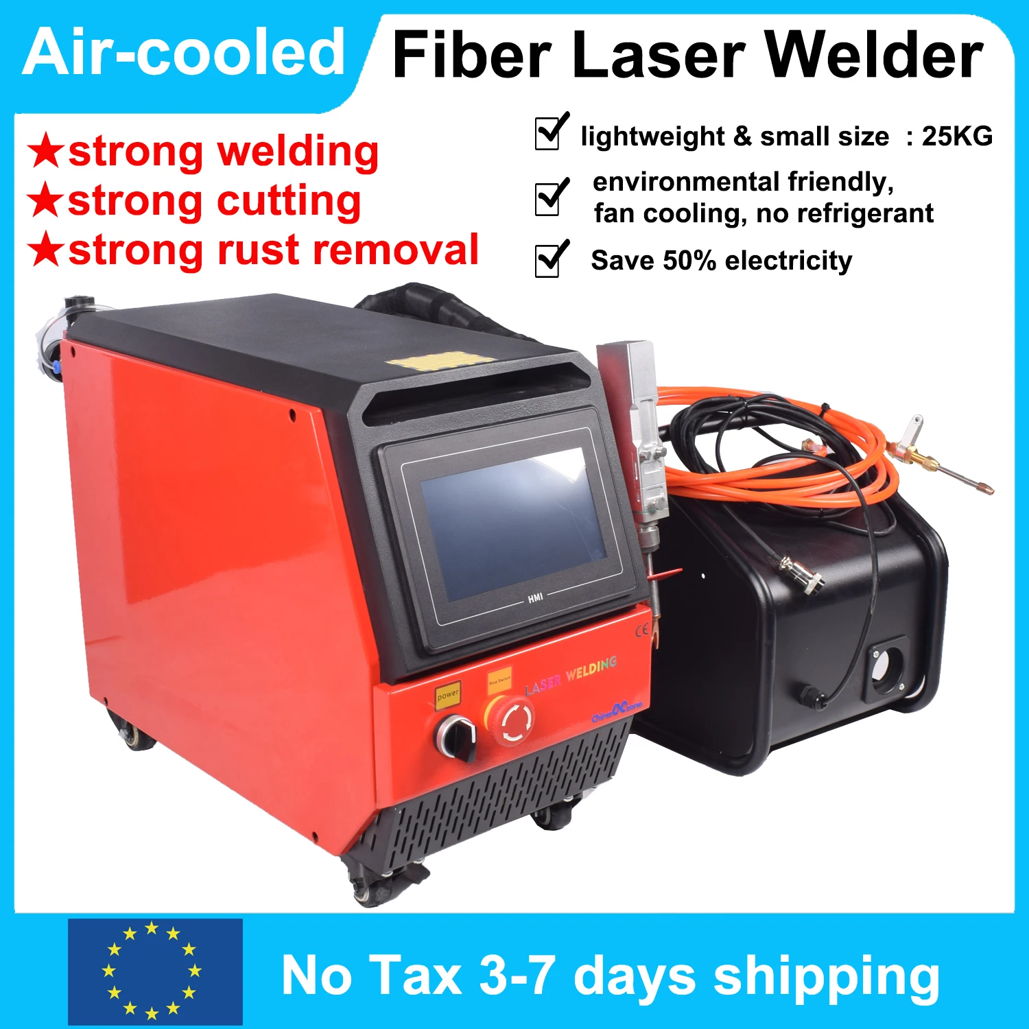 700W Air Cooled Laser Welder Handheld Fiber Laser Welding Machine 4 in 1 Cutting Welding Cleaning for Metal Air Cooling Laser