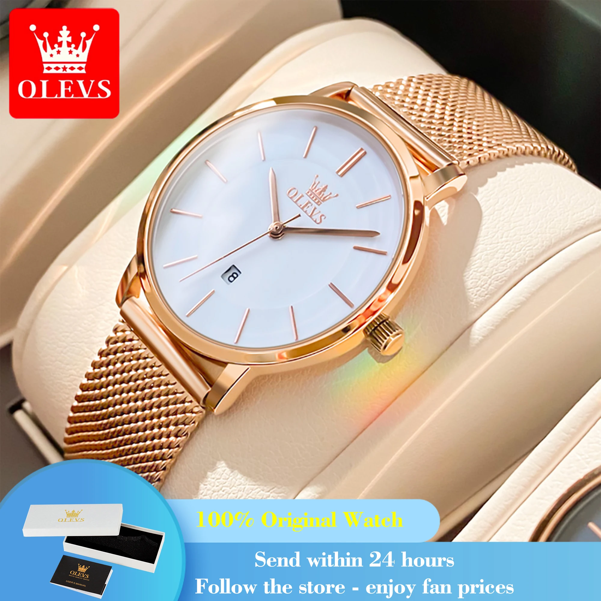 OLEVS 5869 Women's Watch Japan Quartz Movement Quartz Watch For Women High Hardness Mirror Thin Case Waterproof Date Wristwatch