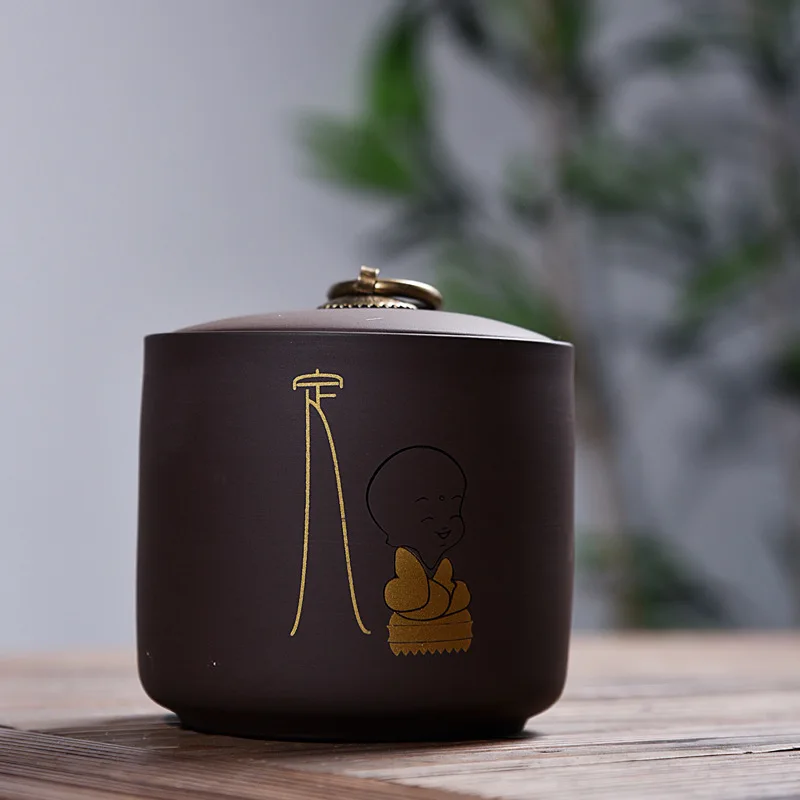 Purple Clay Tea Caddies Pu'er Tea Tin Household Sealed Jar Kitchen Dried Fruit Food Moisture-proof Storage Cans Tea Storage Tank - Image 2