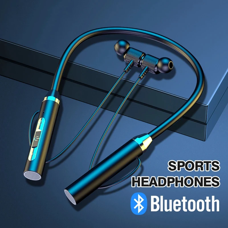 Neck Wireless Bluetooth Earphones TWS 9D Stereo Surround Headphone Magnetic Sport Neckband Headset Neck-hanging Earbuds with Mic
