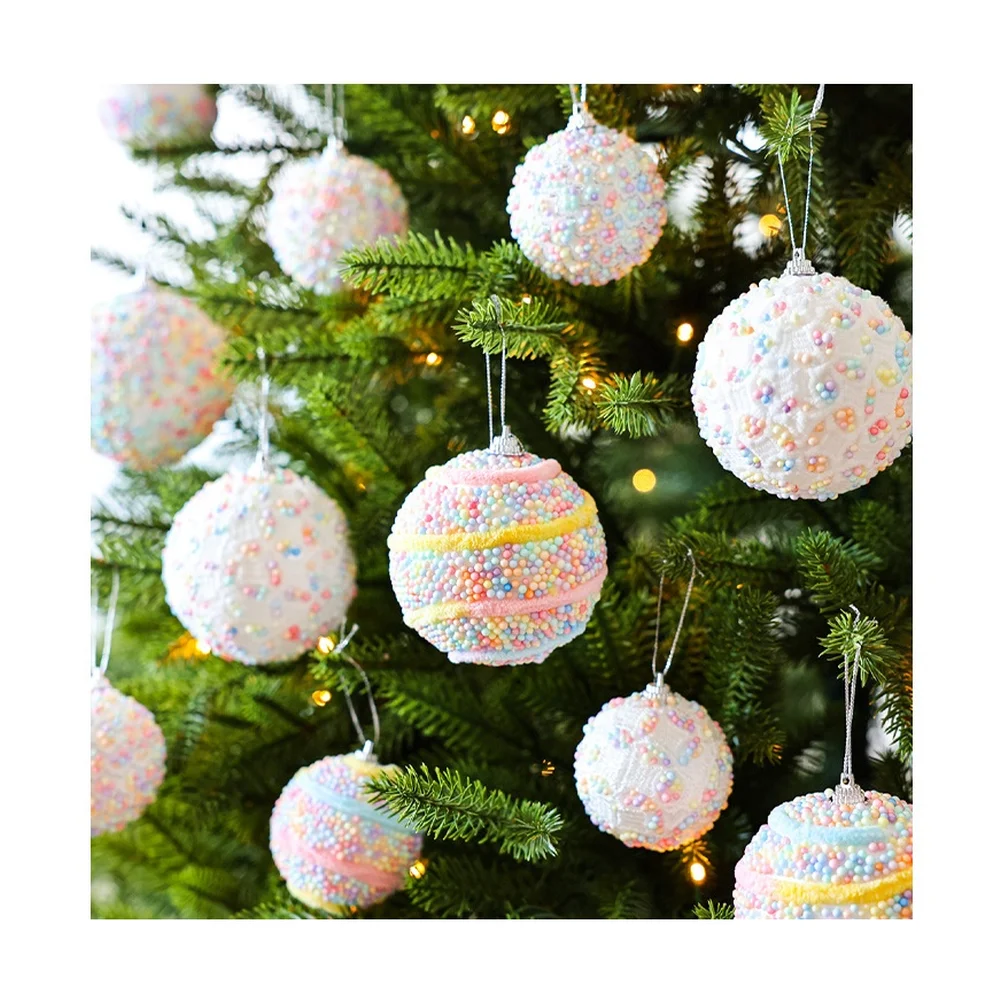 

Xmas Baubles Candy Color Foam Christmas Ball Ornaments 6cm/8cm Foam Balls Christmas Tree Hanging Decoration New Year Presents