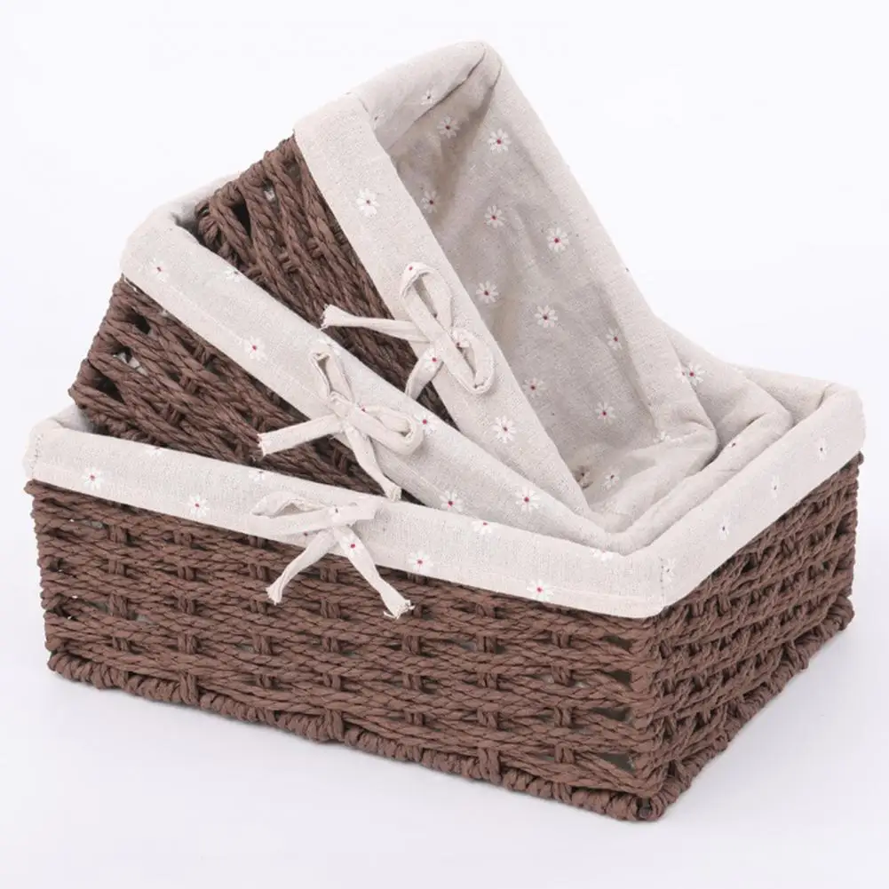 Sundries Box Good Load Capacity Fabric Sundries Container Multifunction Handmade Clothes Toys Rattan Storage Basket For Home