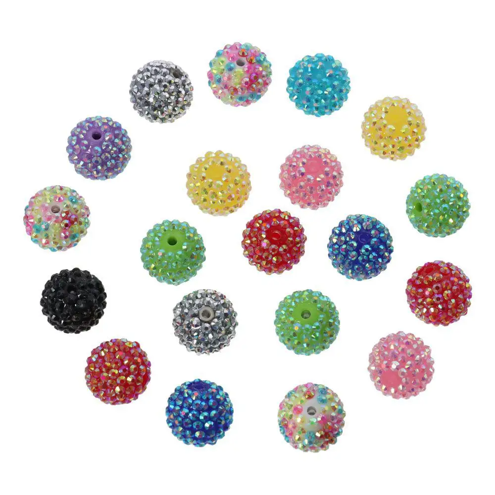 Resin and rhinestones Chunky Bubblegum Beads Multicolor Resin Rhinestone Beads Disco Crystal Beads Handmade Crafts Lovers