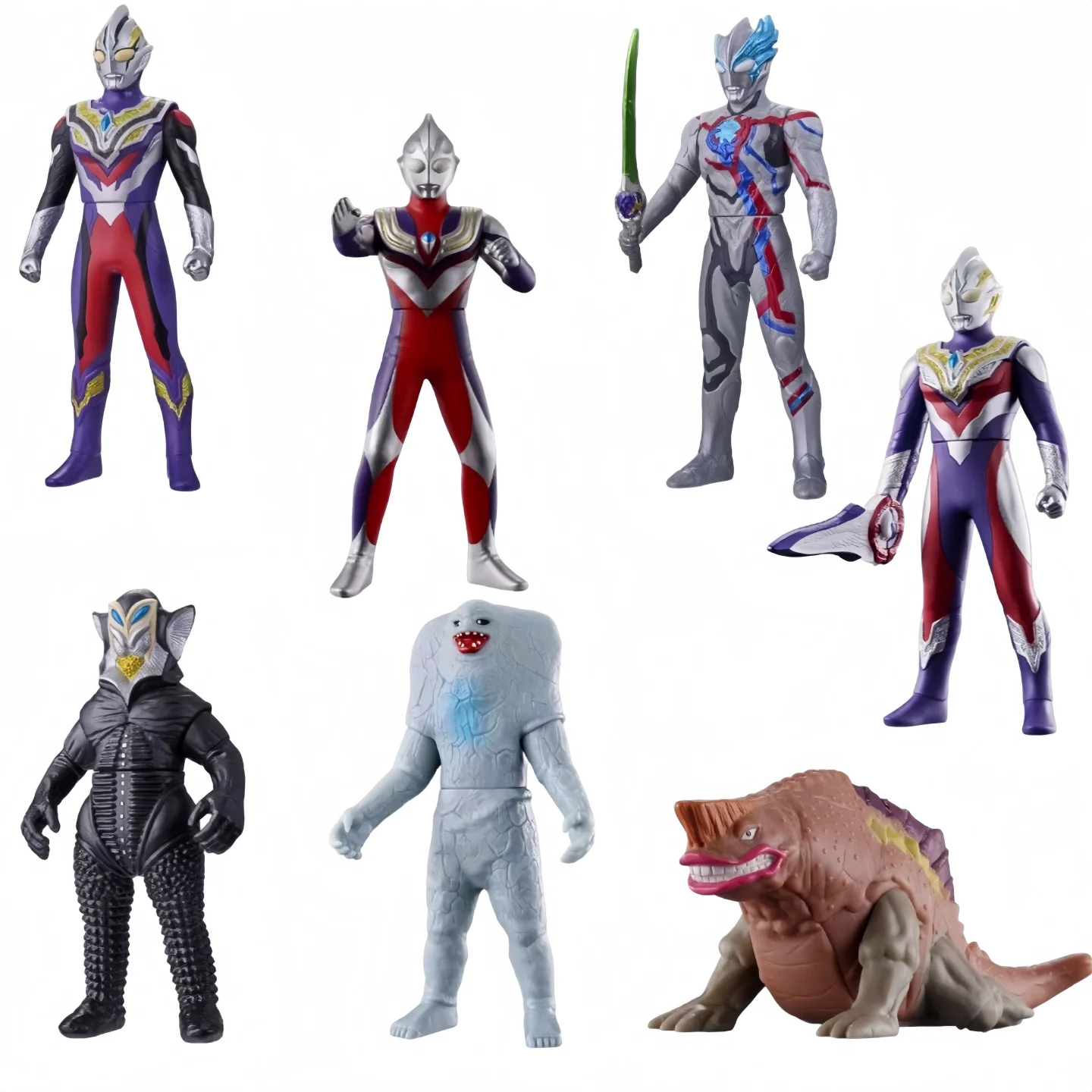 Bonecos de Ação Macios Autênticos da Série Ultraman e Kaiju 500 da Bandai, Tiga, Blazar, Jamila, Brinquedos Colecionáveis para Fãs de Anime Ultraman