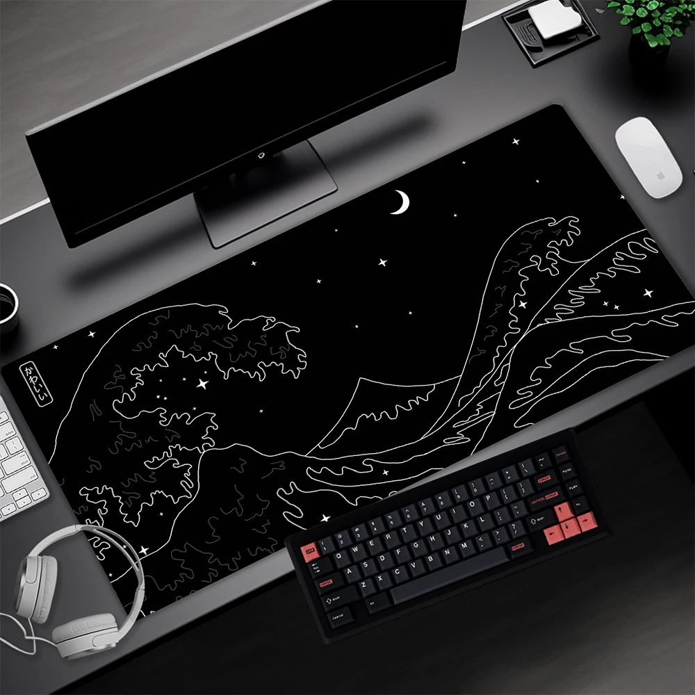 

Great Wave Deskmat Big Black White Mouse Pad 80x30 Desk Mat Xxxl Japan Gaming Mosepad Blue Mausoad 1200x600 Purple Computer Mat