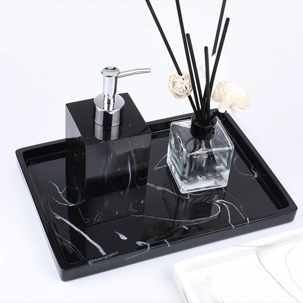 

12×8×0.8inch Decorative Tray Marble Style Decor Accessories Tissues Storage Holder for Vanity Tray Bathroom Home Ring Bracelet