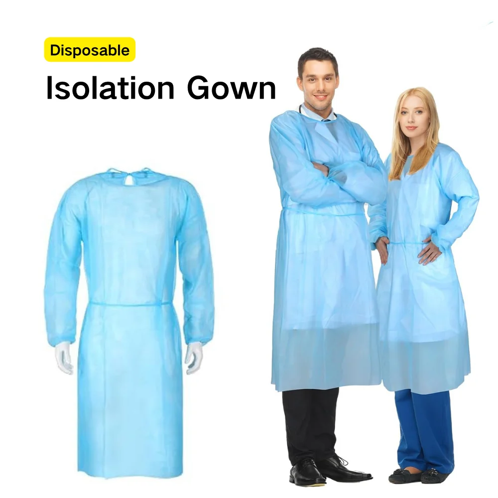 Composite Non-Woven Disposable Isolation Gown, Waist and Neck Tie Design Elastic Cuffs Industrial/Daily Dust and Dirt Prevention