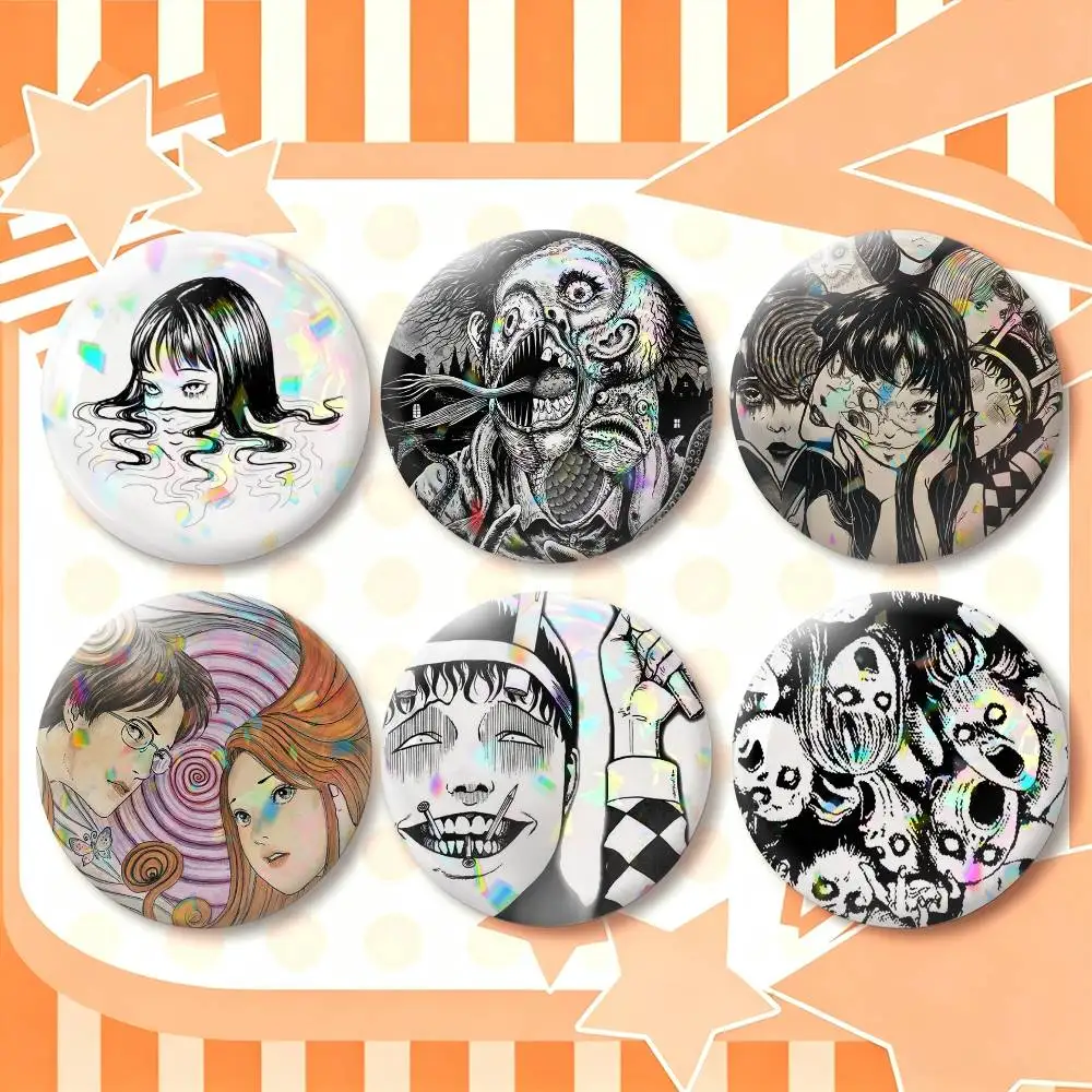 Junji Ito comics Plating  25mm 32mm 44mm 58mm 75mm Brooches Badges Pins for Accessories Gift