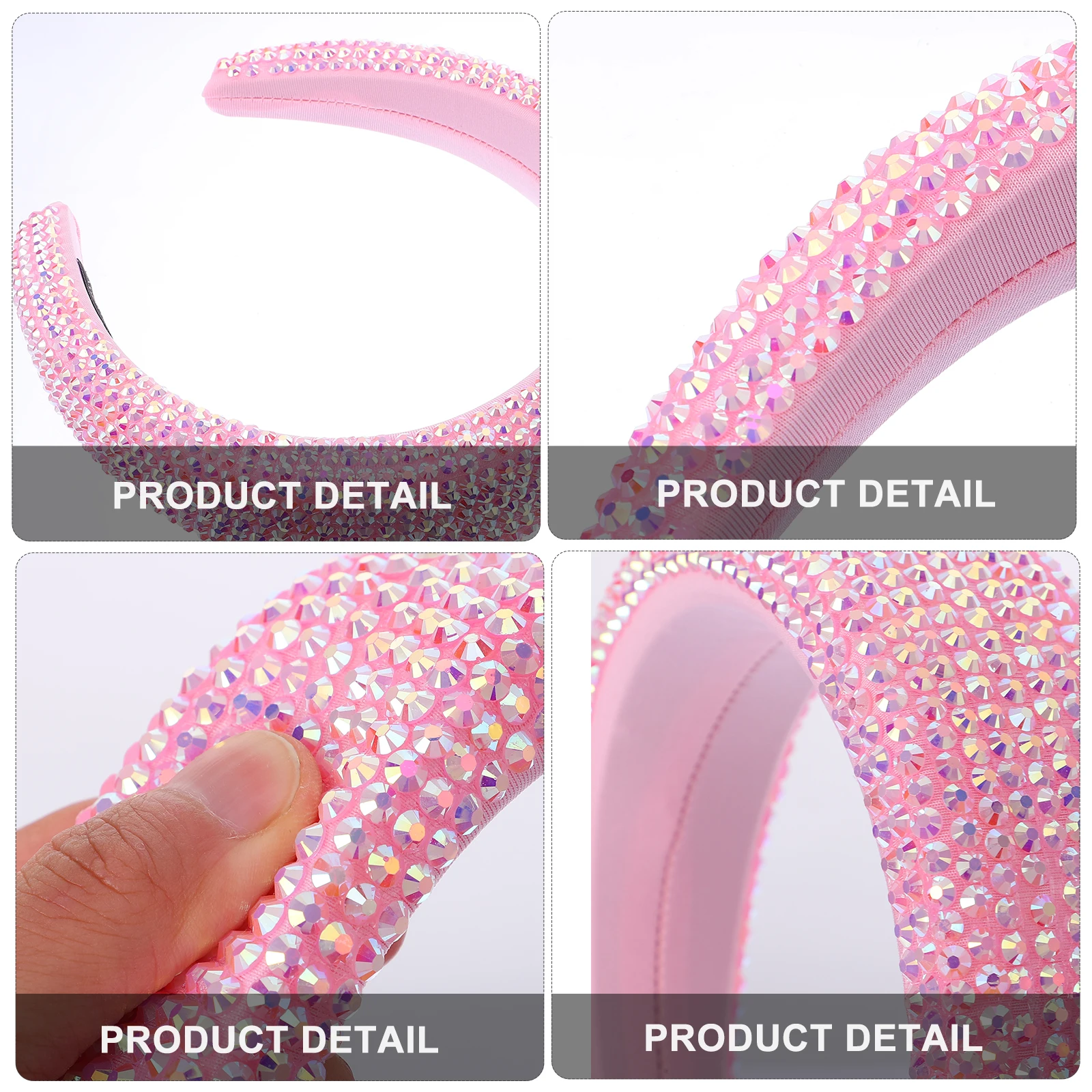 

Elegant Rhinestone Headband Women Sparkly Wide Hair Hoop Party Costume Decoration Lightweight No Fading Exquisite Shape Matching