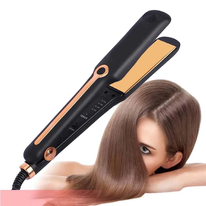 2-In-1 Electric Ceramic Plate Hair Straightener & Curling Iron Negative Ion Technology Temperature Adjustment For Household Use