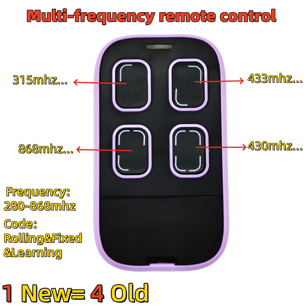 Home Assistant  Télécommande Portail Universal Multi-frequency 280-868MHz  Compatible with Gates Duplicators Copiers 5PCS