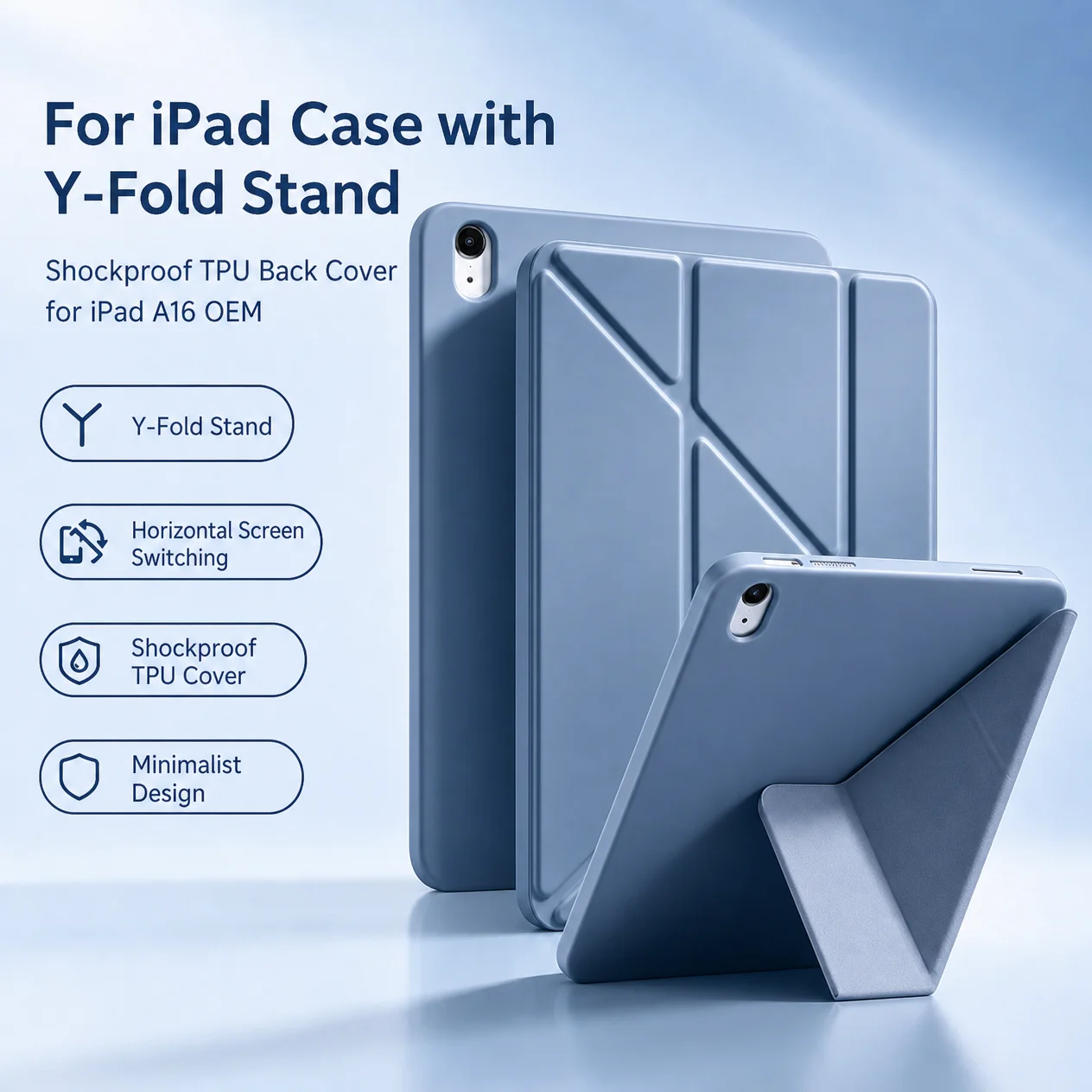 3+Y-fold Flip Clear Cover For iPad 10th 11th Gen 2025 7/8/9 10.2'' Start Case iPad Air 4 5 10.9 6 7 11 Air 2 9.7 Pro 11 Mini 6 7