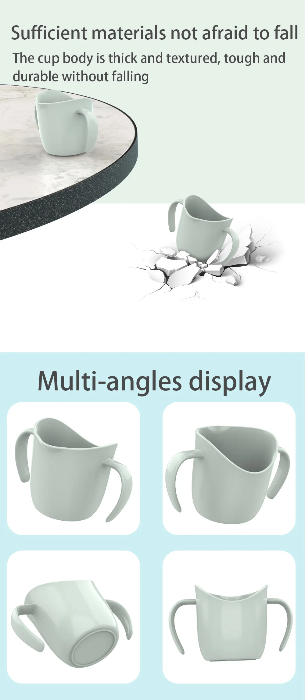 BPA Free Baby Cup Leak-Proof Infant Learning Drinking Cup Anti-Fall Baby Children Drinking Cup Solid Color Portable