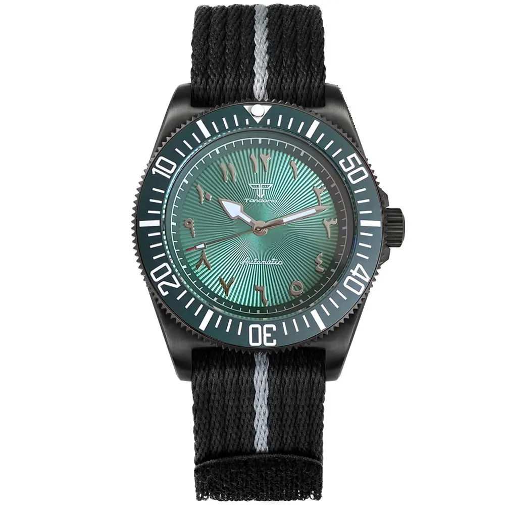 

Black Coated Tandorio 42mm Retro Diver Watch 200m Waterproof Sapphire Glass Automatic Miyota8215/Asia2824 Men Watch Nylon Strap