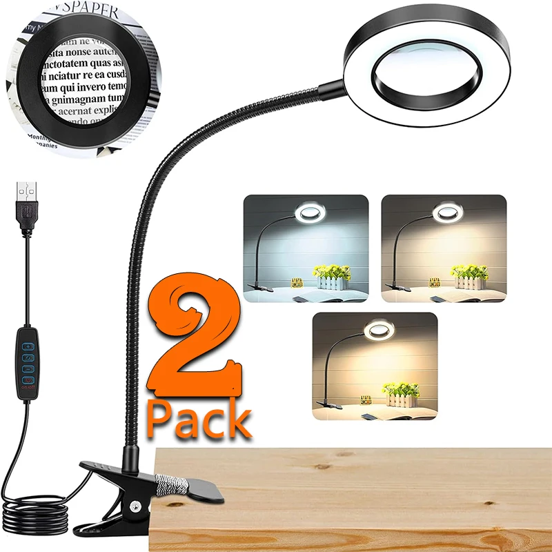 

Magnifying Glass with Light and Stand, LED Magnifier Lamp with 3 Colour Modes, Dimmable, Table Lighting, as Diamond Painting