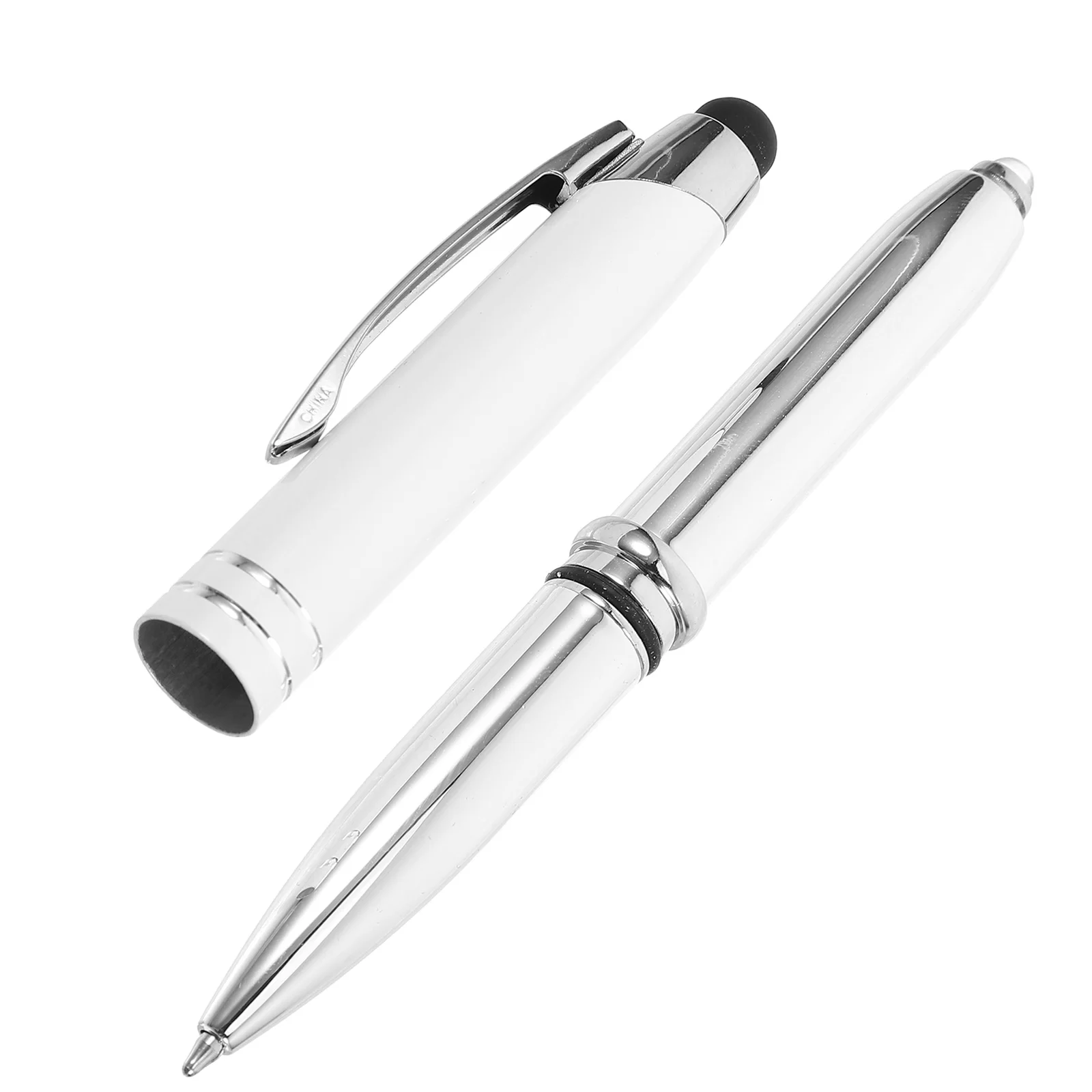 

LED Light Ballpoint Pen High Precision White Metal Stylus Smooth Writing Office Use Multi Purpose Light Tip Pen