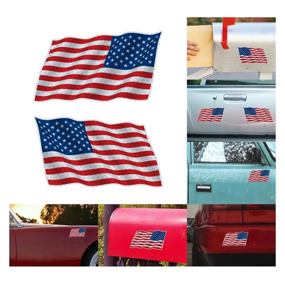 Reflective 2Pcs Universal USA Flag Car Vinyl Decal Lightweight Car Sticker Self-absorption   for Car