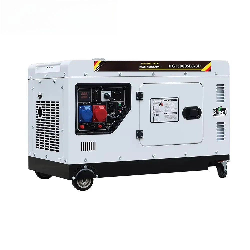Hiearns DG15000SE3-3D 8KW 10KW 10KVA 12.5KVA Super Silent Full Power 1105FD air Cooled Generator with AC Overload Switch