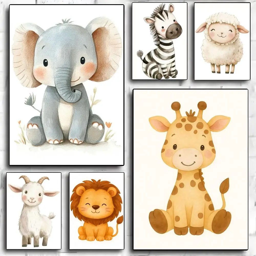 

Cute Jungle Animals Poster HD Art Mural Waterproof Wall Decor Durable DIY Home Decoration for Living Room Bedroom