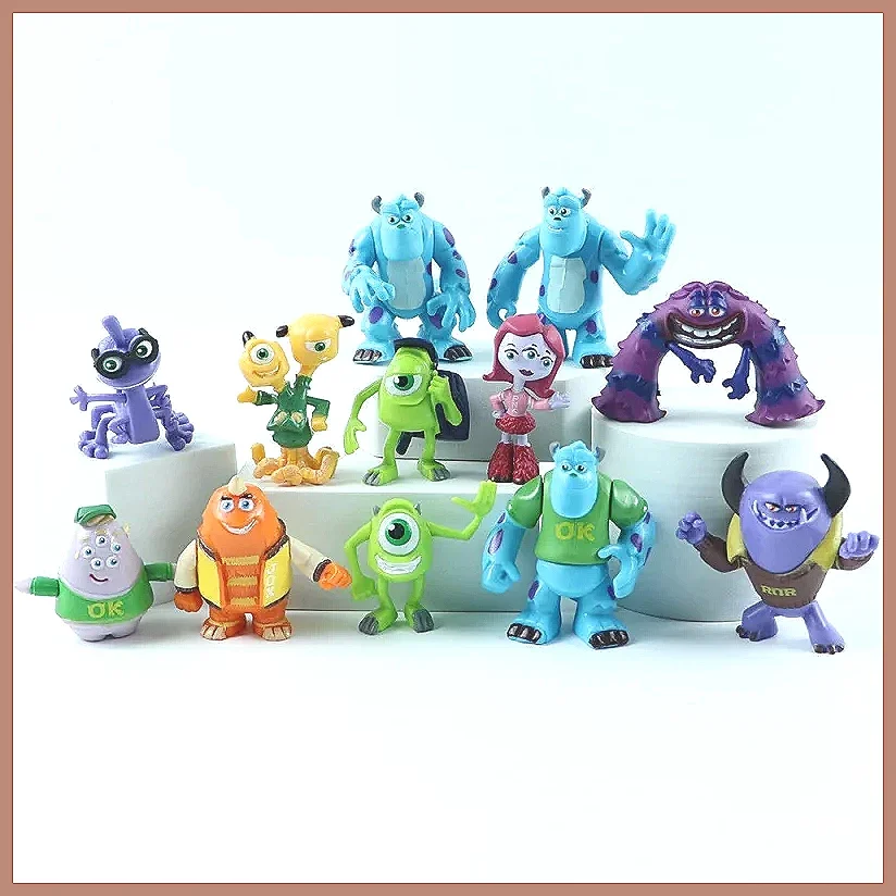 for Disney Pixar Monsters University Action Figures Set, 12pcs Sulley & Mike PVC Model Toys Gift for Kids