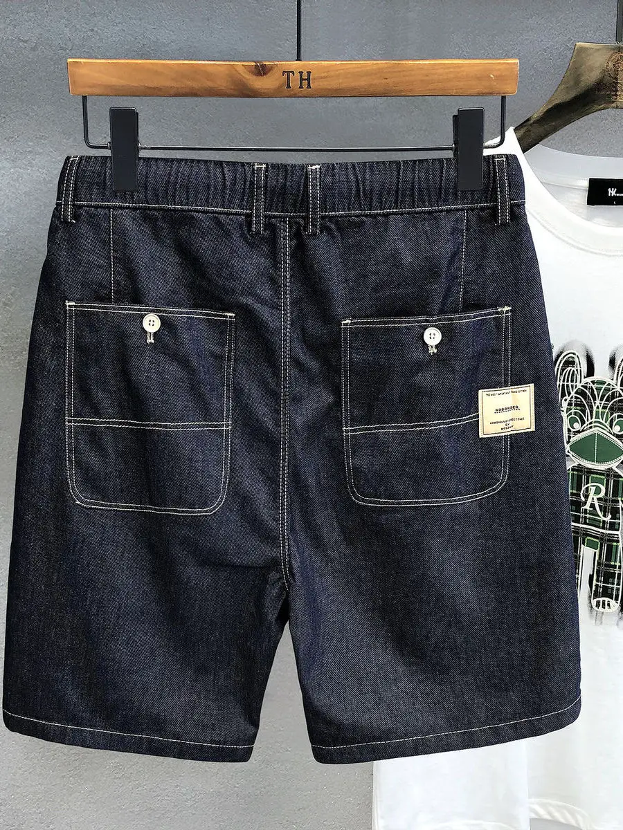 

iTiNS модные брендовые мужские джинсы скинни, повседневные свободные брюки с пятью точками, американская рабочая одежда в стиле ретро, хлопковые джинсовые вещи со средней талией