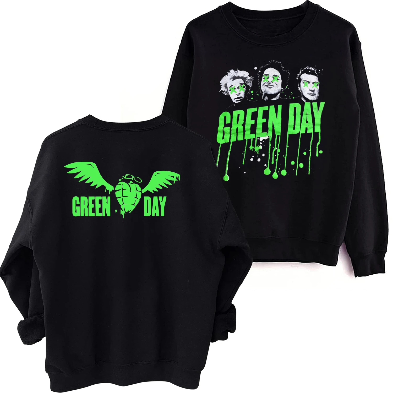 Sudadera con capucha de manga larga para hombre y mujer, suéter de cuello redondo con estampado de la banda de Saviors del Día Verde, gran tamaño, regalo para Fans, 2024